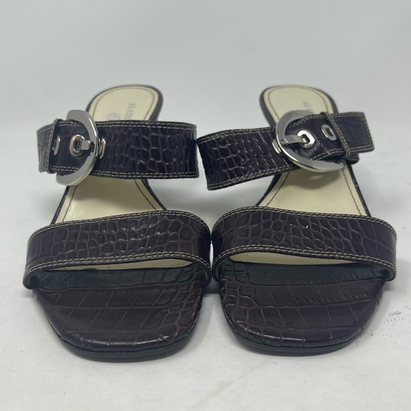 AK Anne Klein Sandals Womens 6.5M iflex Akberlynn Brown Embossed Leather Shoes - Picture 3 of 14